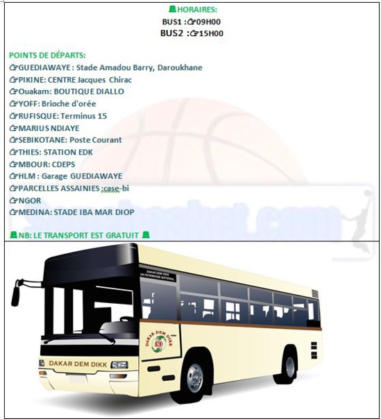 Afrobasket: Pour Dakar ARENA , des BUS Gratuits mis à la disposition du Public. Afrobasket: Pour Dakar ARENA , des BUS Gratuits mis à la disposition du Public.