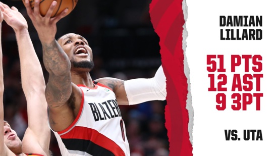 NBA : Damian Lillard (Portland) de nouveau exceptionnel face à Utah