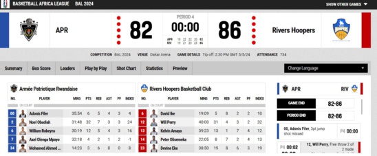 BAL 2024 Conférence Sahara__Rivers Hoopers s'impose face à APR 86 à 82 BAL 2024 Conférence Sahara__Rivers Hoopers s'impose face à APR 86 à 82