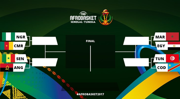 AFROBASKET HOMMES 2017 : Nigeria-Cameroun, Sénégal-Angola, Tunisie-RDC en quarts AFROBASKET HOMMES 2017 : Nigeria-Cameroun, Sénégal-Angola, Tunisie-RDC en quarts